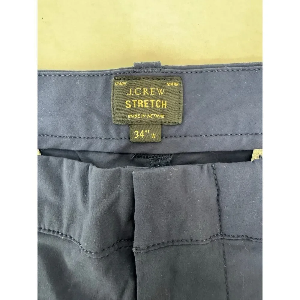 J. Crew Stretch Chino Shorts Blue Nylon Men's Size 34